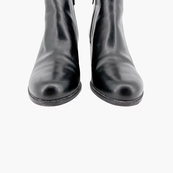 Fendi Stud Ankle Boots EU 38 US 8 Black Leather Bootie Low Block Heel Spike Zip - Picture 5 of 14